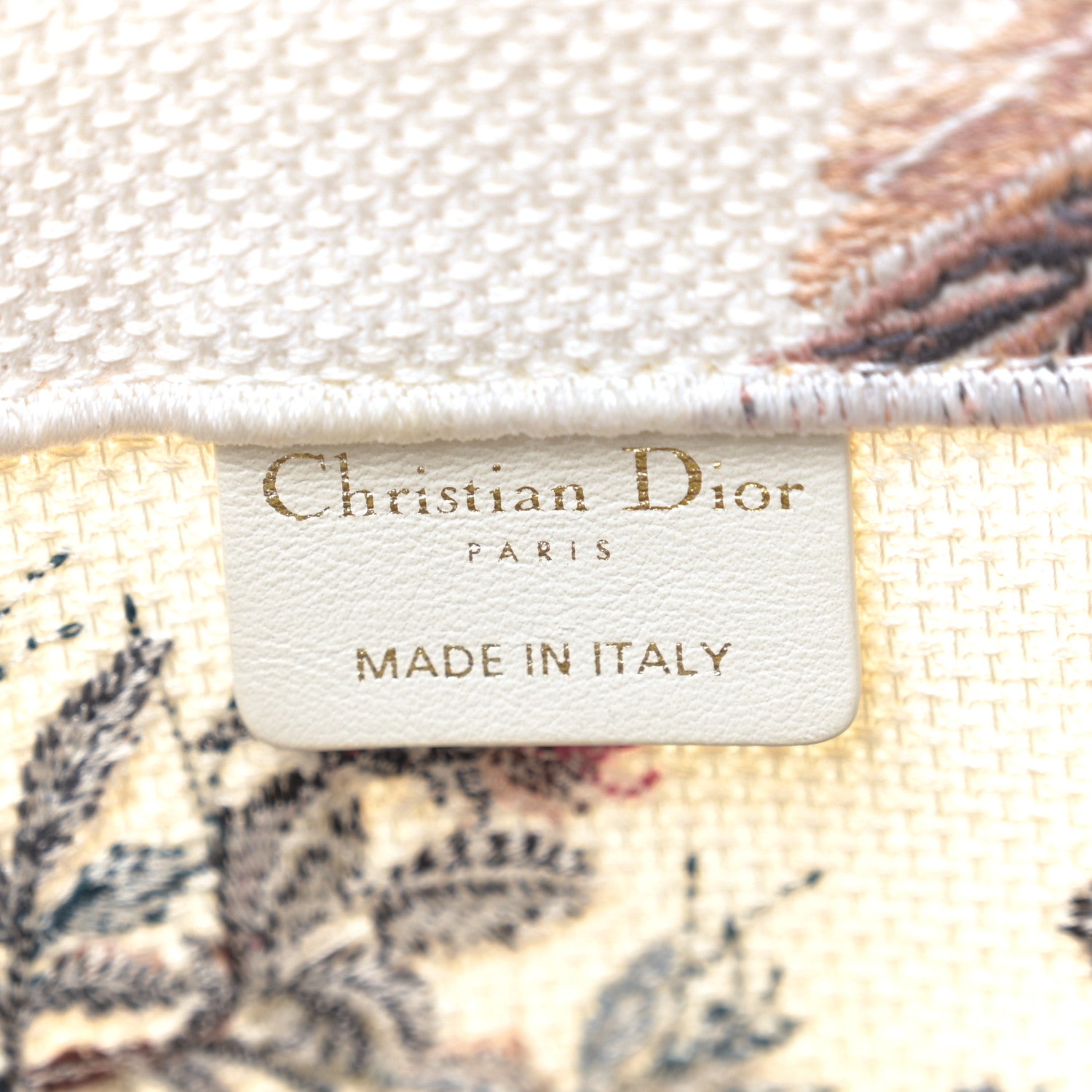 Christian Dior Canvas Embroidered Large Jardin D'Hiver Book Tote Latte Multicolor 6 of 11