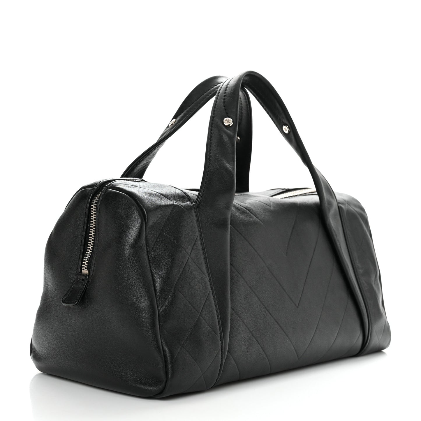 Calfskin Chevron CC All Day Long Boston Black