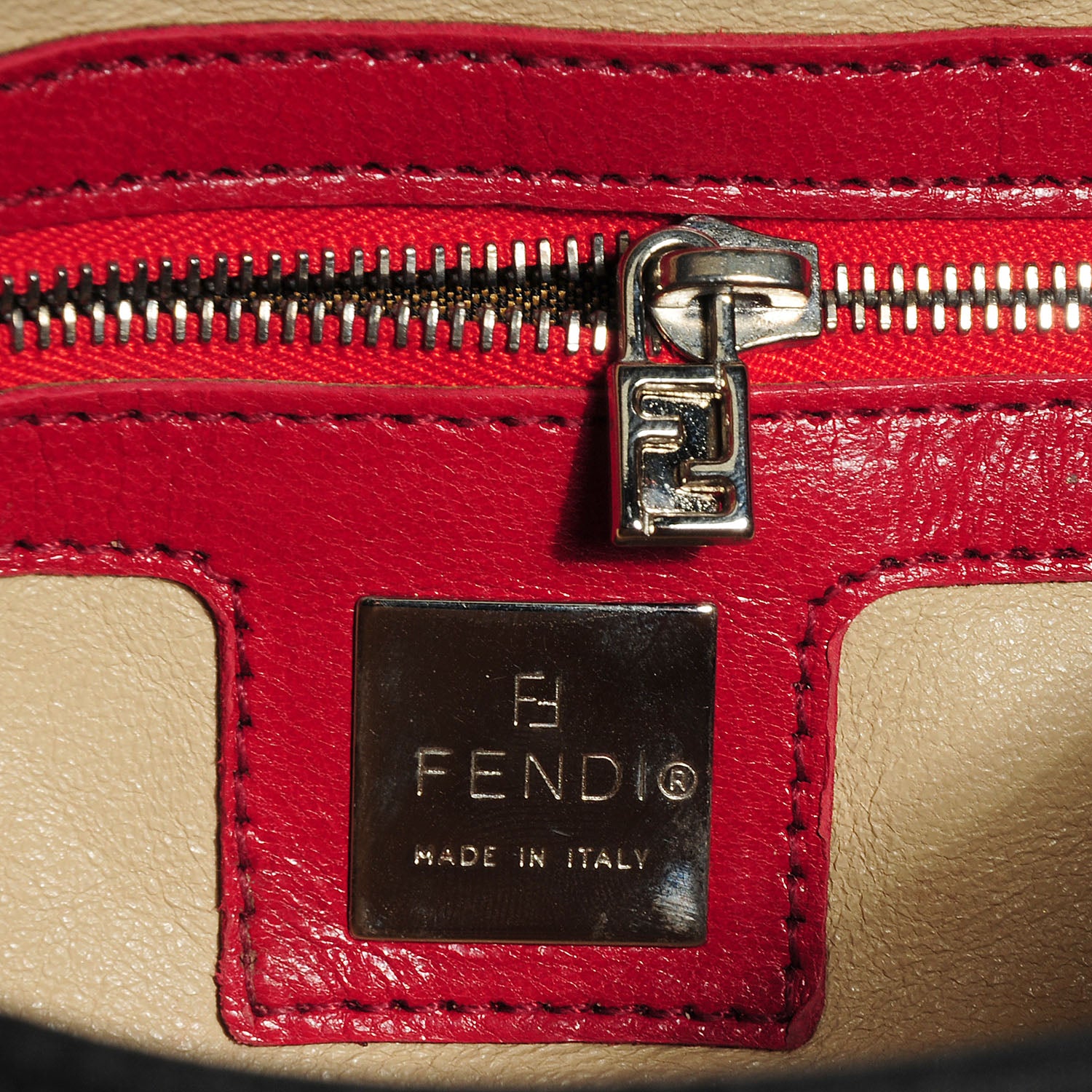 Fendi Canvas Lizard Beaded Baguette Black 8 of 8