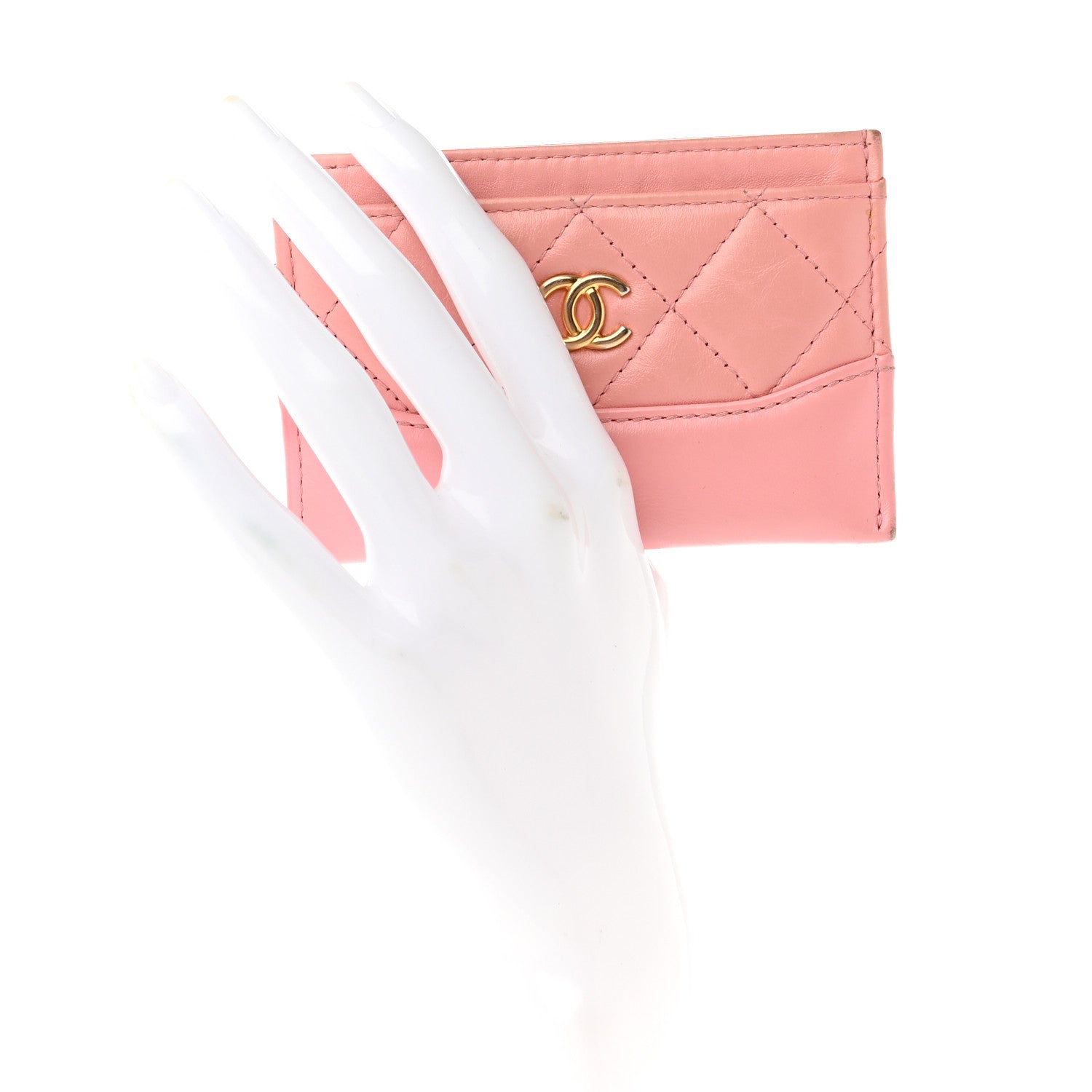 Chanel Aged Calfskin Quilted Gabrielle Card Holder Wallet Light Pink 2 of 11