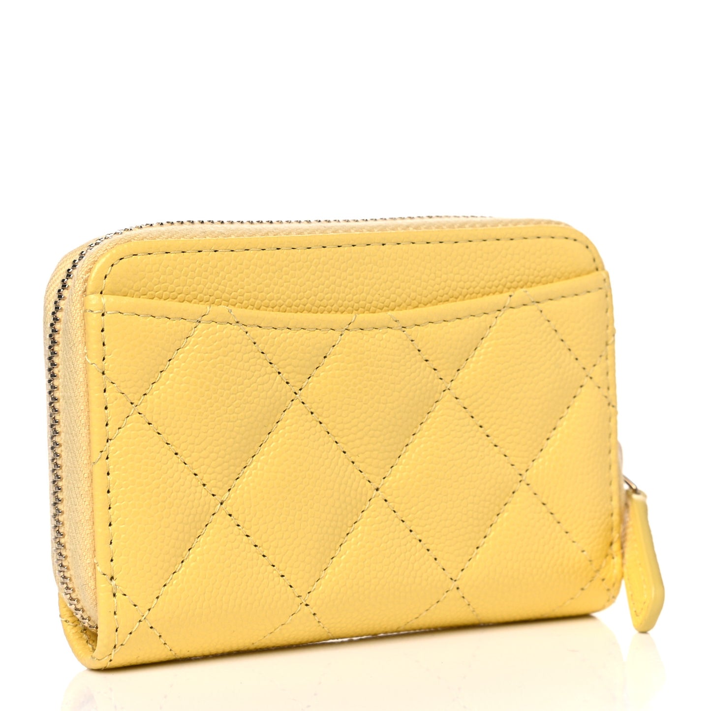 Caviar Quilted Zip Card Holder Yellow