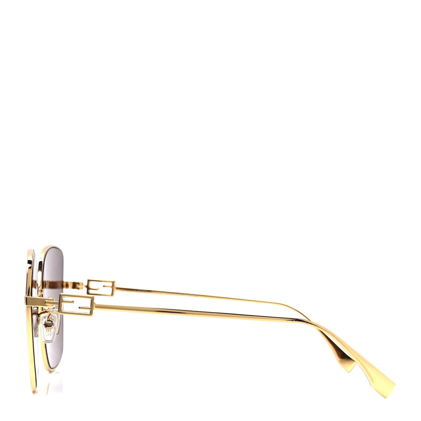 Metal Baguette Square Sunglasses FE40013U Gold Brown