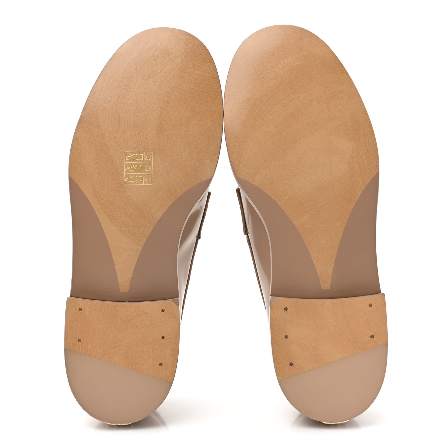 Shiny Calfskin Logo Loafers 37 Beige