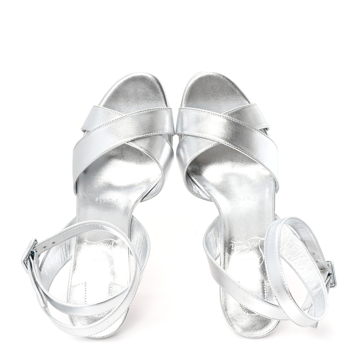 Christian Louboutin Kid Laminato Mariza 85 Sandals 37 Silver 2 of 8