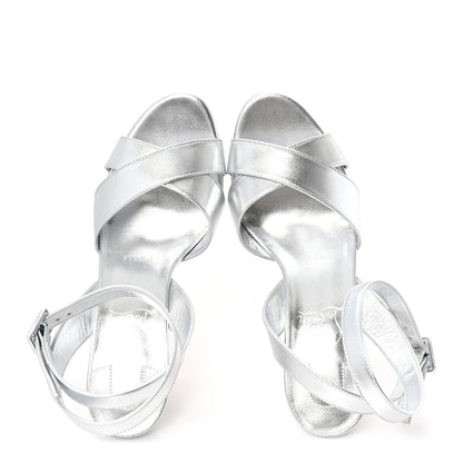 Christian Louboutin Kid Laminato Mariza 85 Sandals 37 Silver 2 of 8