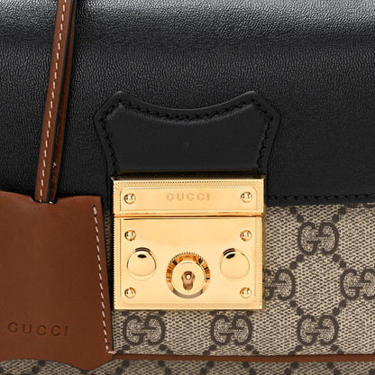 Gucci GG Supreme Monogram New Sakai Lux Calfskin Mini Padlock Flap Pocket Shoulder Bag Beige Ebony Black Cuir 8 of 10