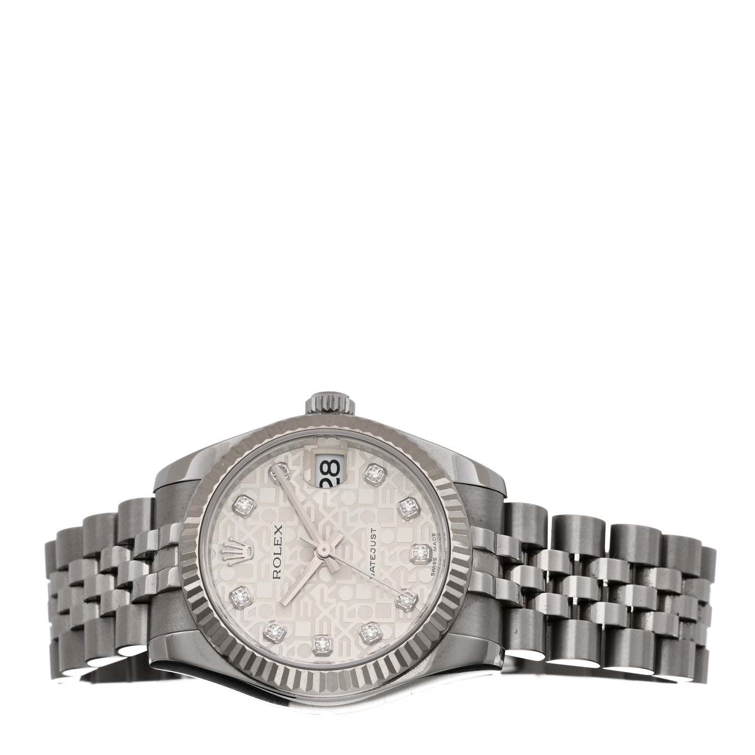 Rolex Stainless Steel 18K White Gold Diamond 31mm Oyster Perpetual Datejust Watch Silver Jubilee 178274 2 of 5