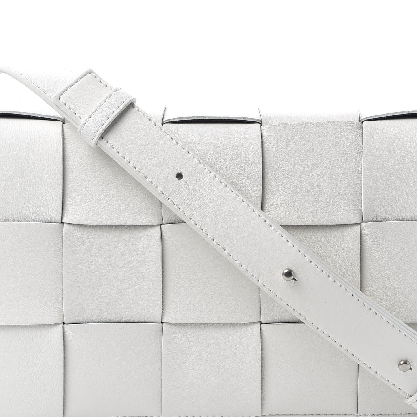 Lambskin Maxi Intrecciato Cassette Crossbody Bag White