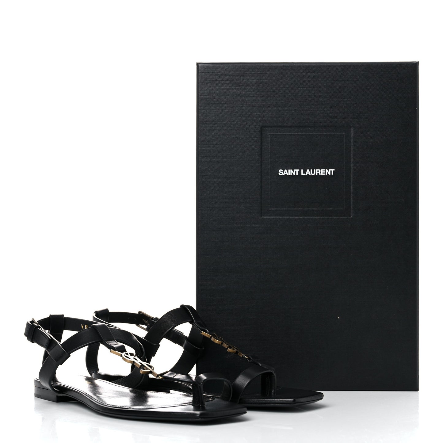 Patent Calfskin Cassandra Monogram Sandals 38 Black