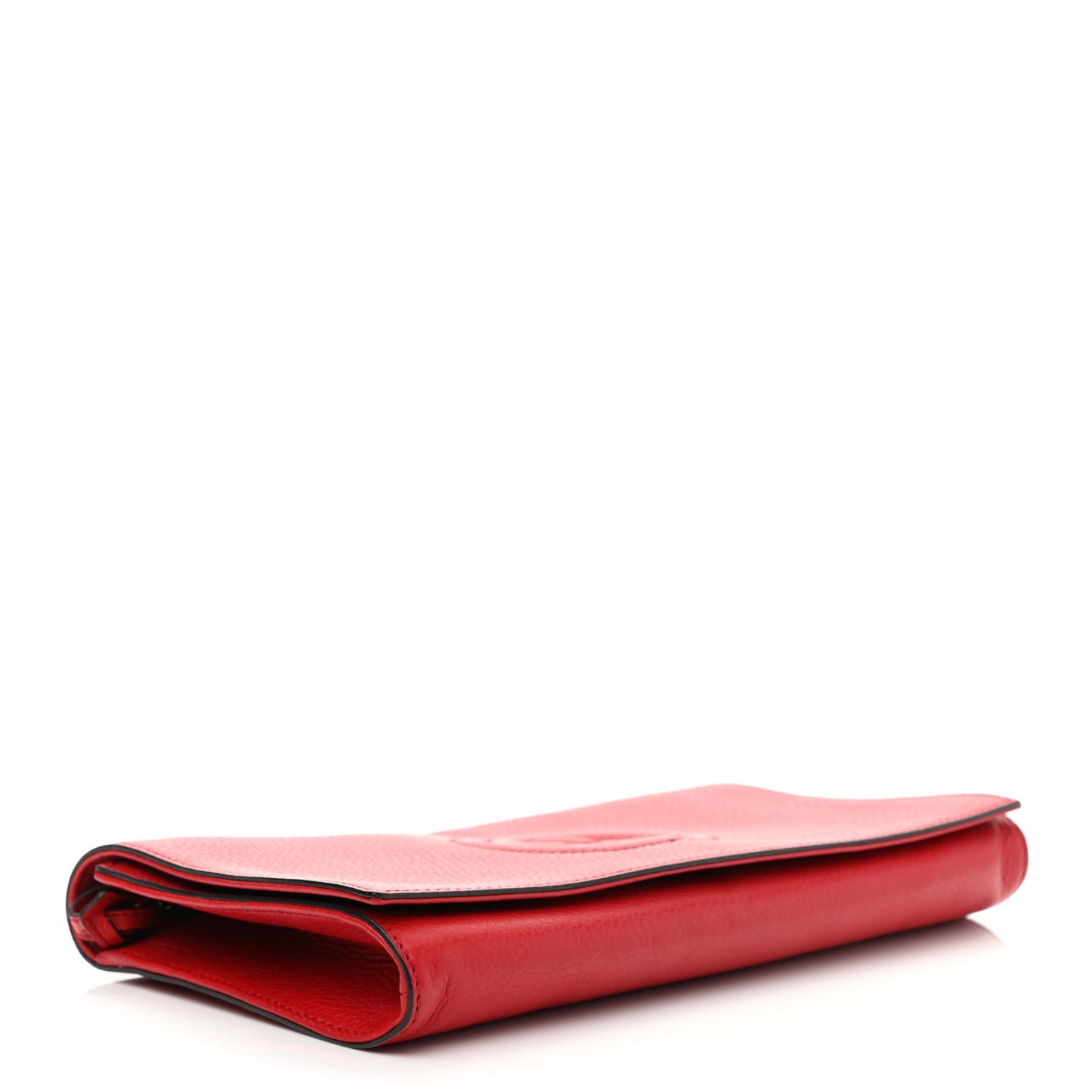 Pebbled Calfskin Medium Soho Clutch Red