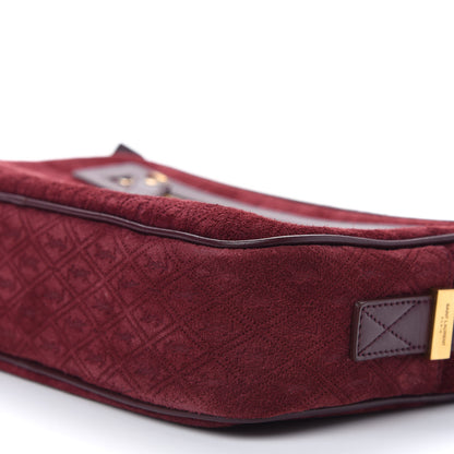 Saint Laurent Suede Monogram All Over Camera Bag Burgundy 8 of 9