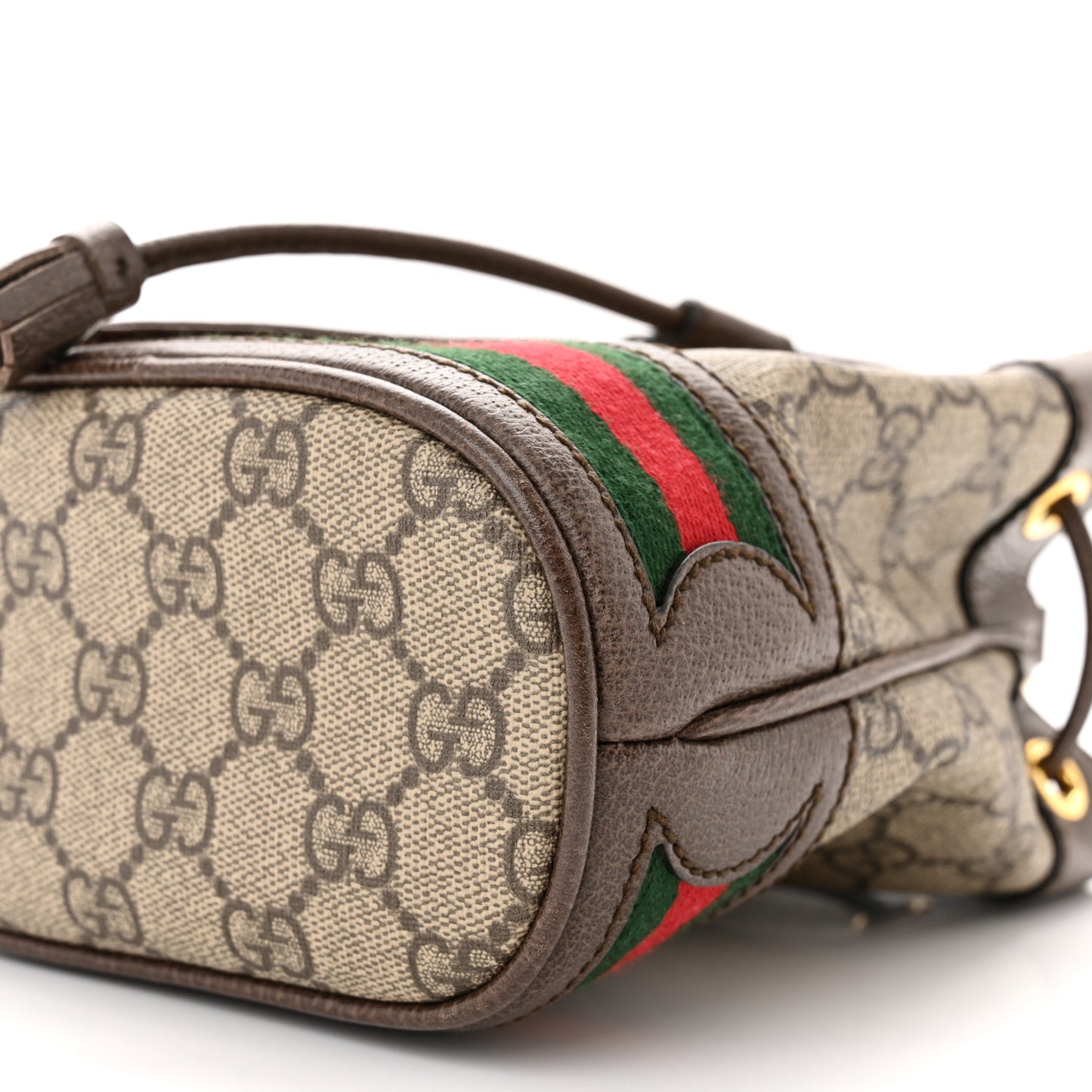 GG Supreme Monogram Web Mini Ophidia Bucket Bag Brown
