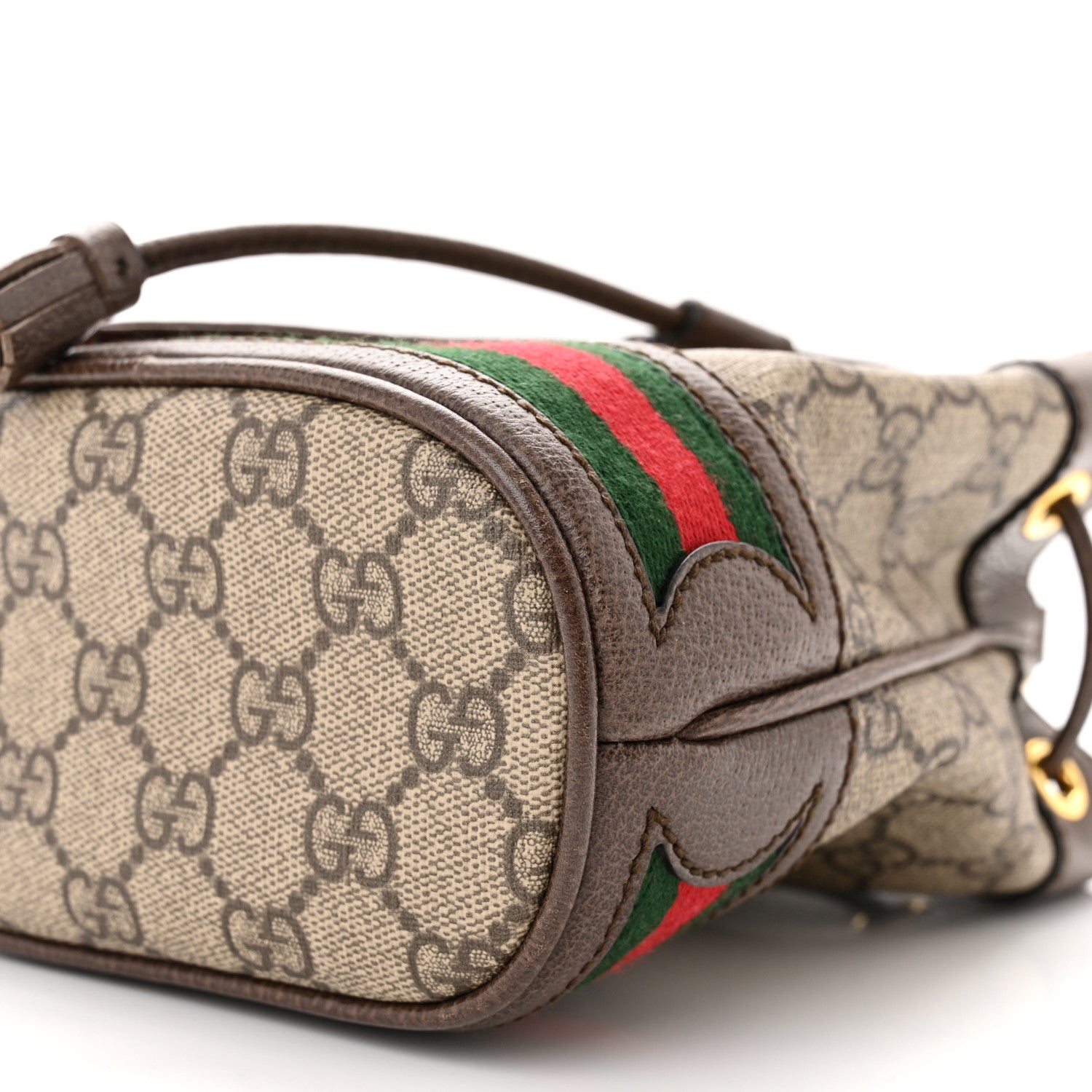 Gucci GG Supreme Monogram Web Mini Ophidia Bucket Bag Brown 10 of 10
