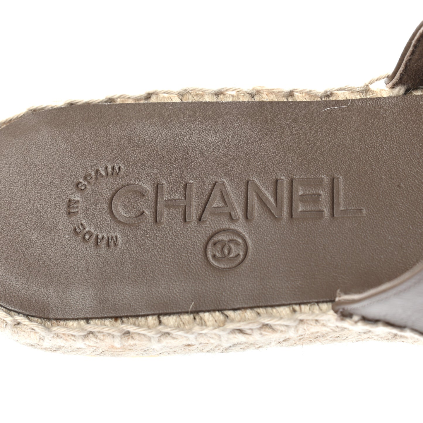 Calfskin CC Espadrille Mules 37 Dark Beige