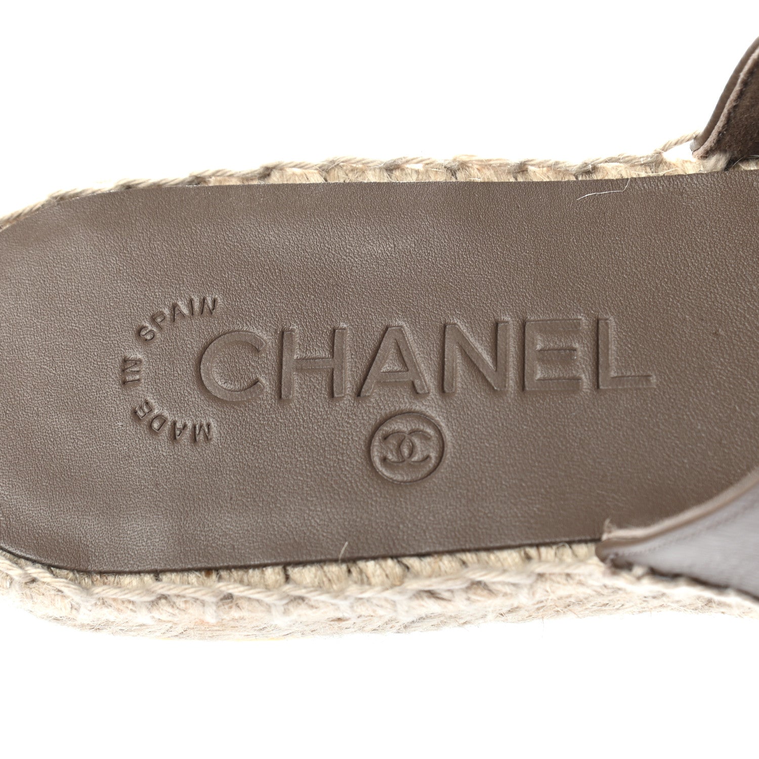 Chanel Calfskin CC Espadrille Mules 37 Dark Beige 7 of 7