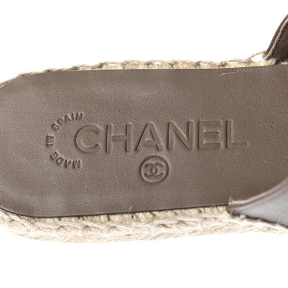 Chanel Calfskin CC Espadrille Mules 37 Dark Beige 7 of 7