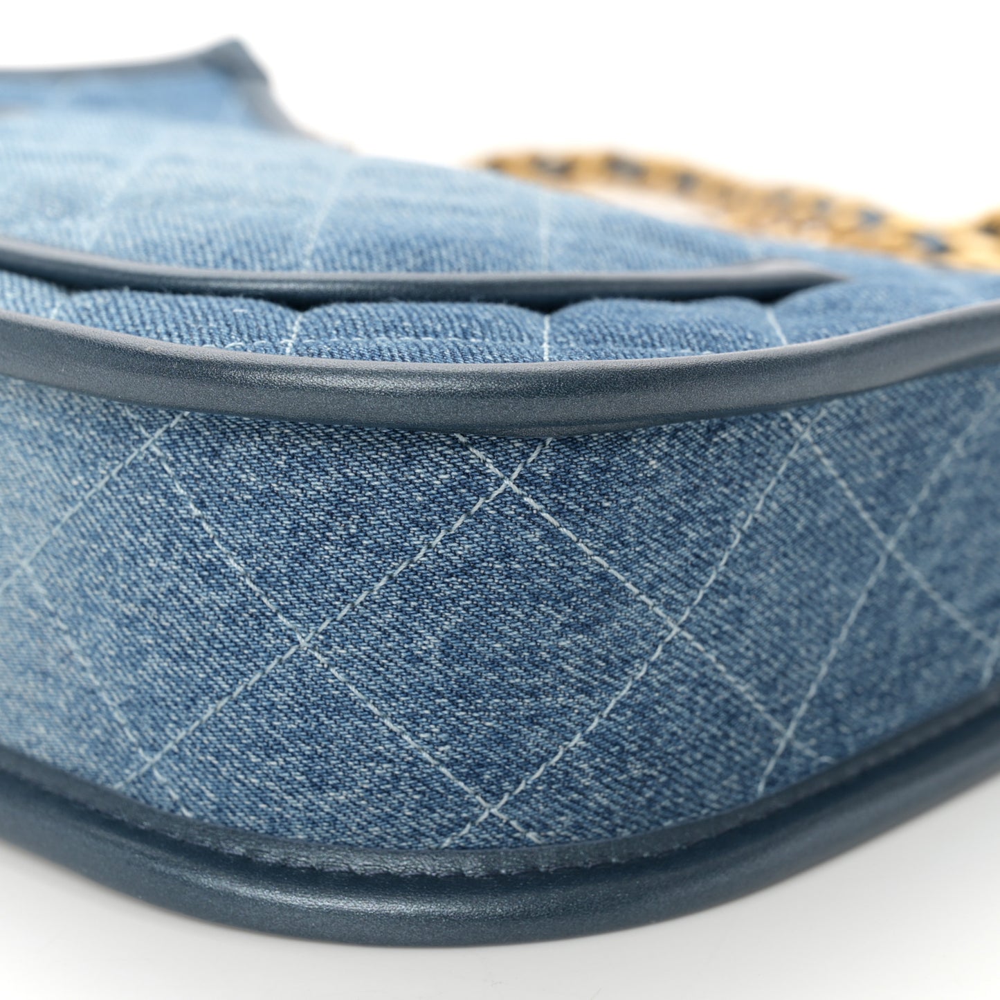 Washed Denim Quilted Hobo Blue