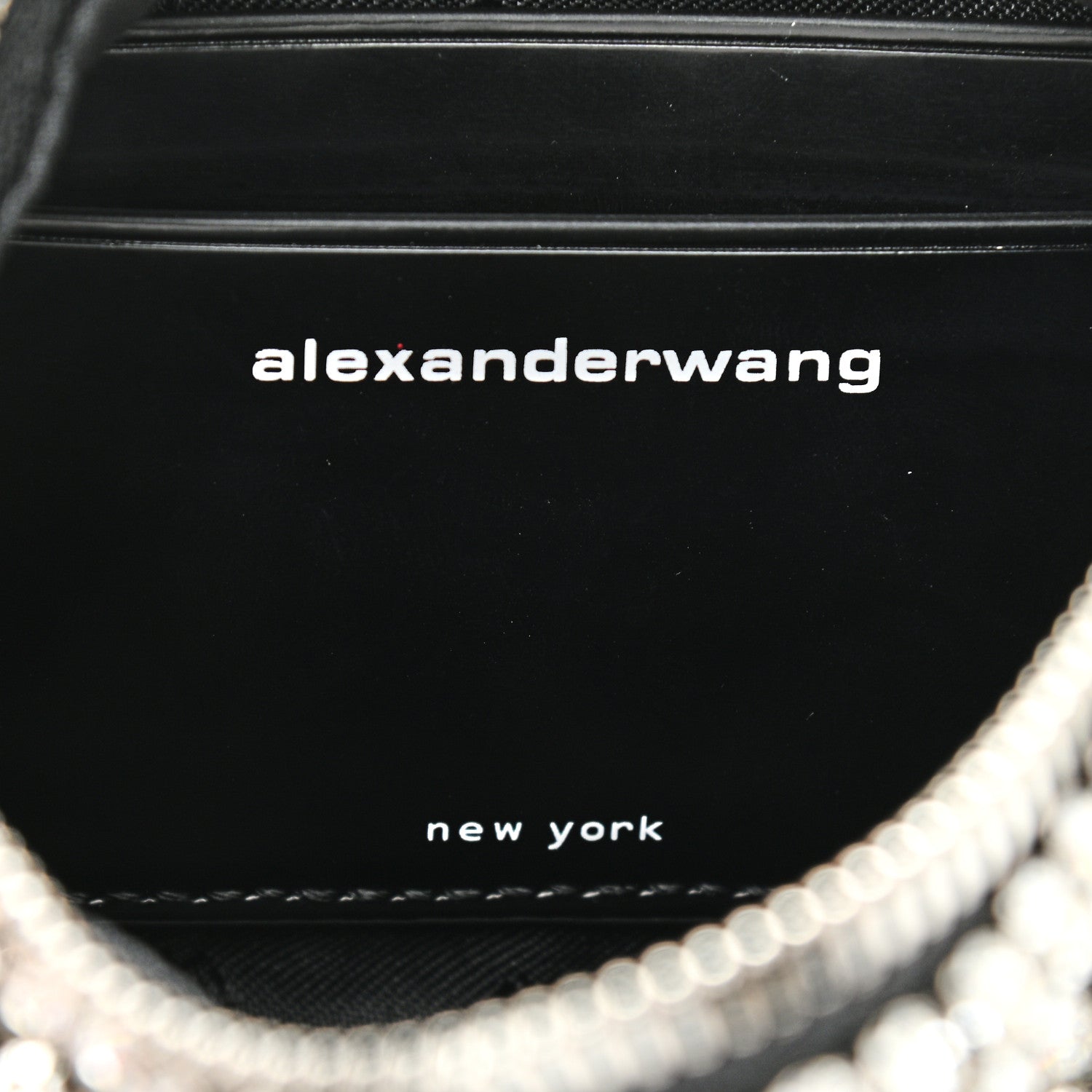 Alexander Wang Mesh Crystal Rhinestone Mini Heiress Pouch Black Silver 6 of 10