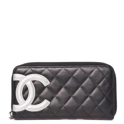 Chanel Calfskin Quilted Cambon Large Gusset Zip Around Wallet Black Silver 1 of 14