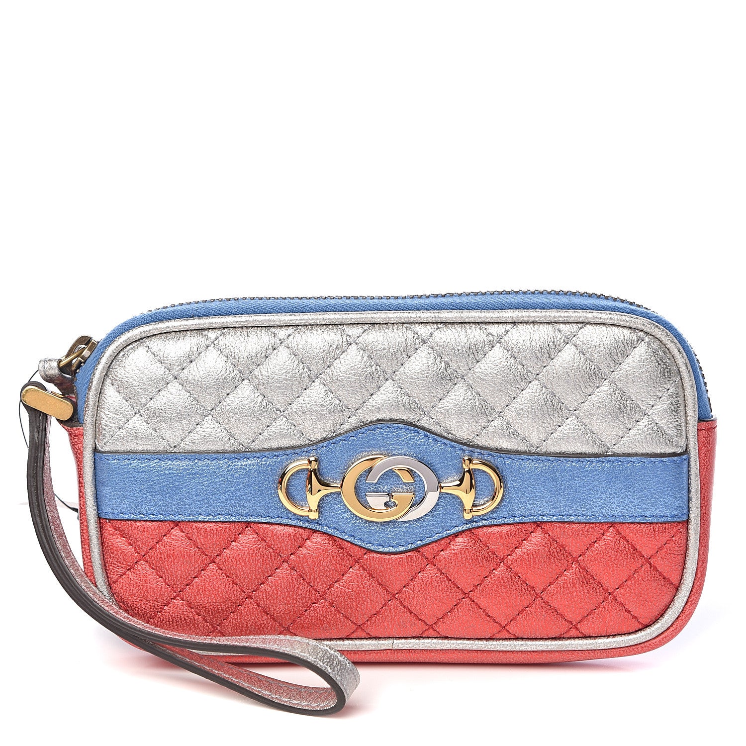 Gucci Laminated Nappa Trapuntata Zumi iPhone Case Rosso Marine Argento 1 of 10