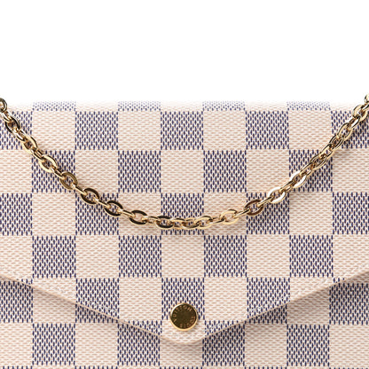 Louis Vuitton Damier Azur Pochette Felicie Chain Wallet Rose Ballerine 11 of 12