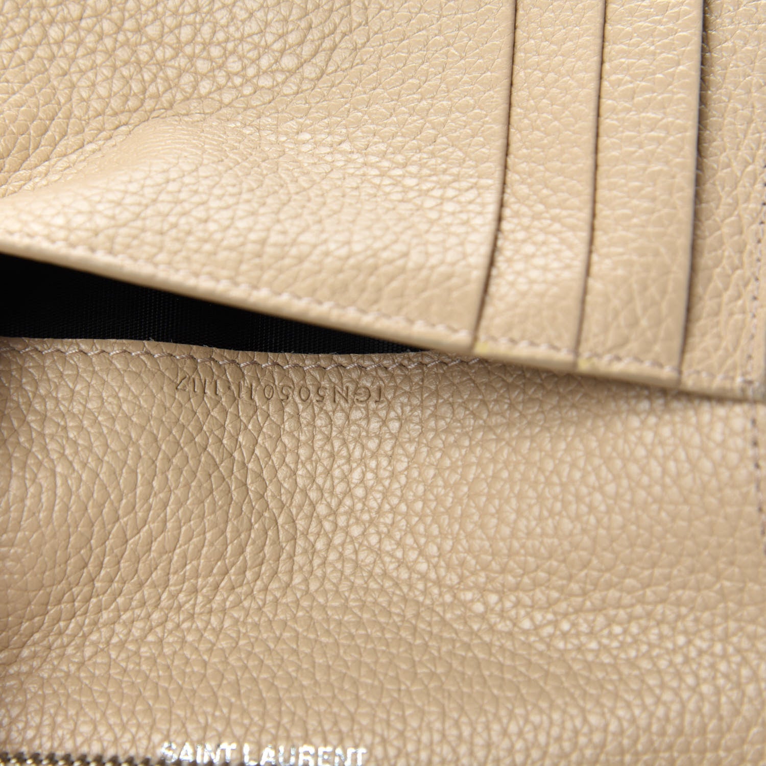 Saint Laurent Grained Calfskin Sac De Jour Compact Wallet Nude Powder 7 of 7