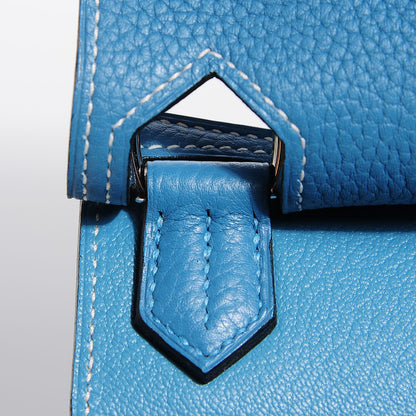 Hermes Taurillon Clemence Jypsiere 28 Blue Jean 7 of 17