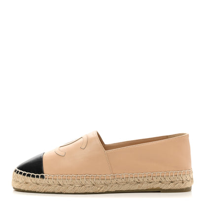 Chanel Lambskin CC Espadrilles 39 Beige Black 1 of 11