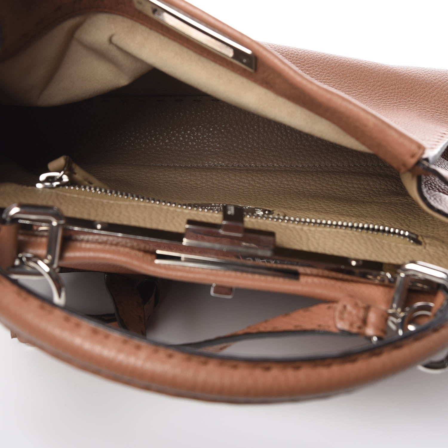 Fendi Cuoio Romano Selleria Bi-Color Medium Peekaboo Iconic Satchel Mou Deserto 8 of 10