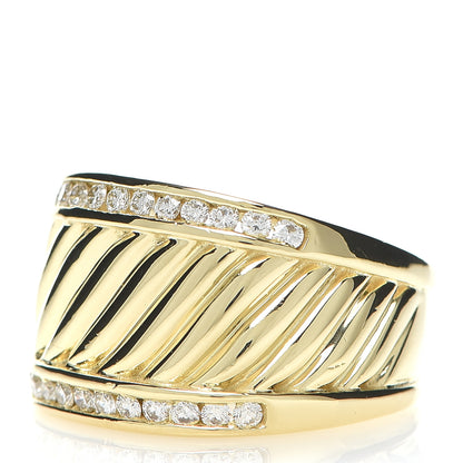 David Yurman 18K Yellow Gold Diamond Cable Cigar Band Ring 52 6 3 of 8