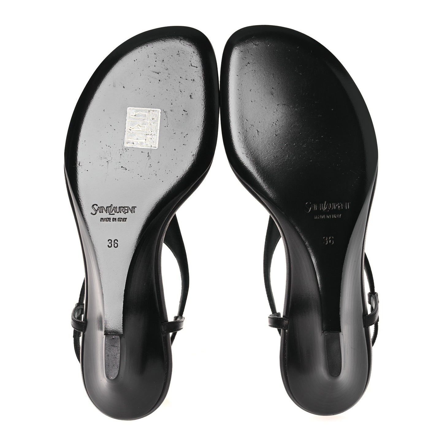 Nappa Cassandra Monogram Bridget 40 Wedge Sandals 36 Black