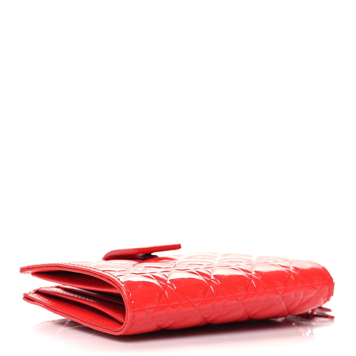 Patent Cannage Lady Dior Eden Wallet Red