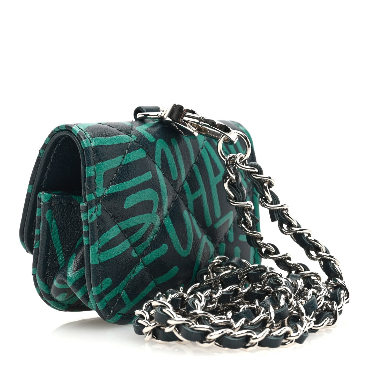Lambskin Logo Printed Quilted Airpods Pro Case Dark Green