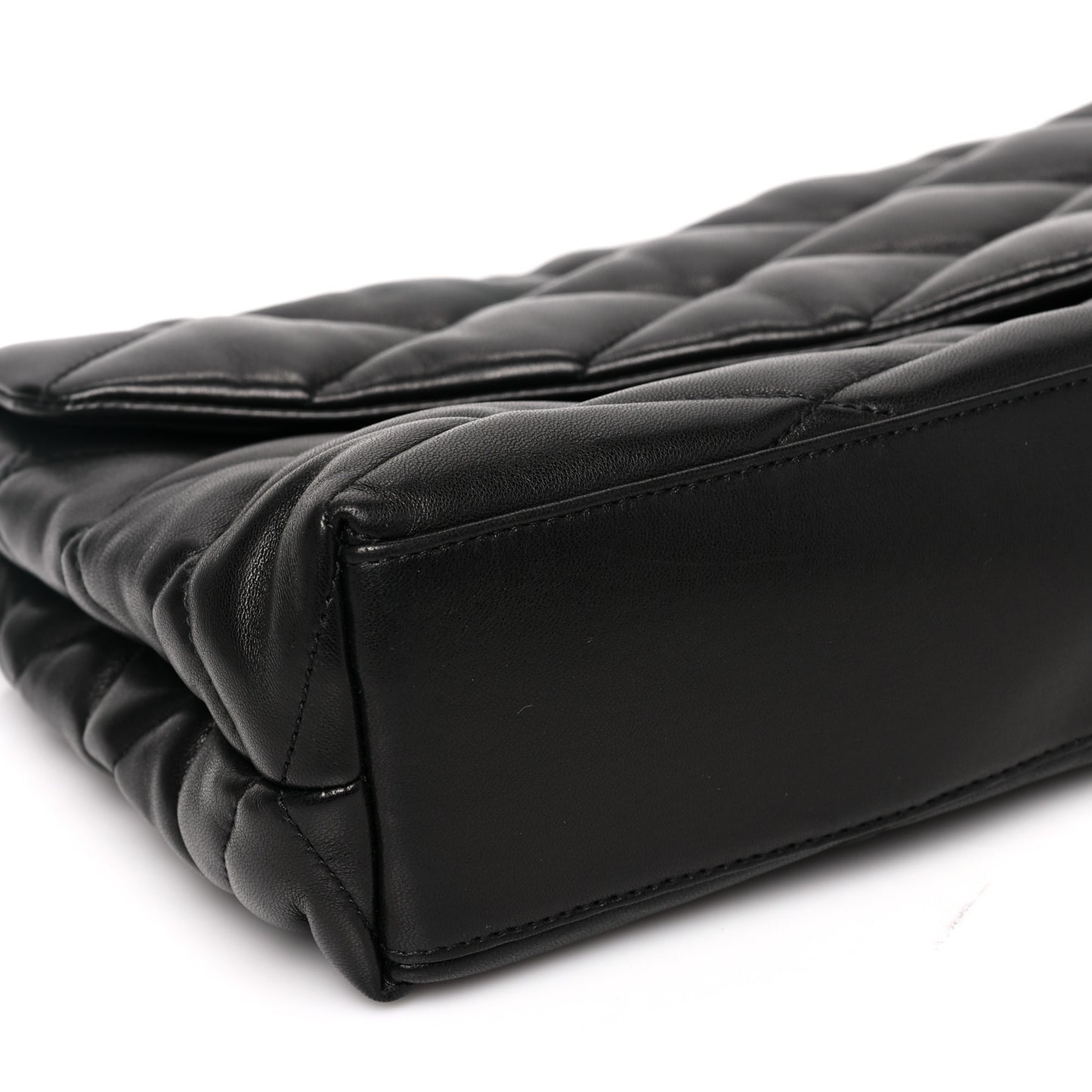 Lambskin Quilted Sade Puffer Envelope Clutch Black