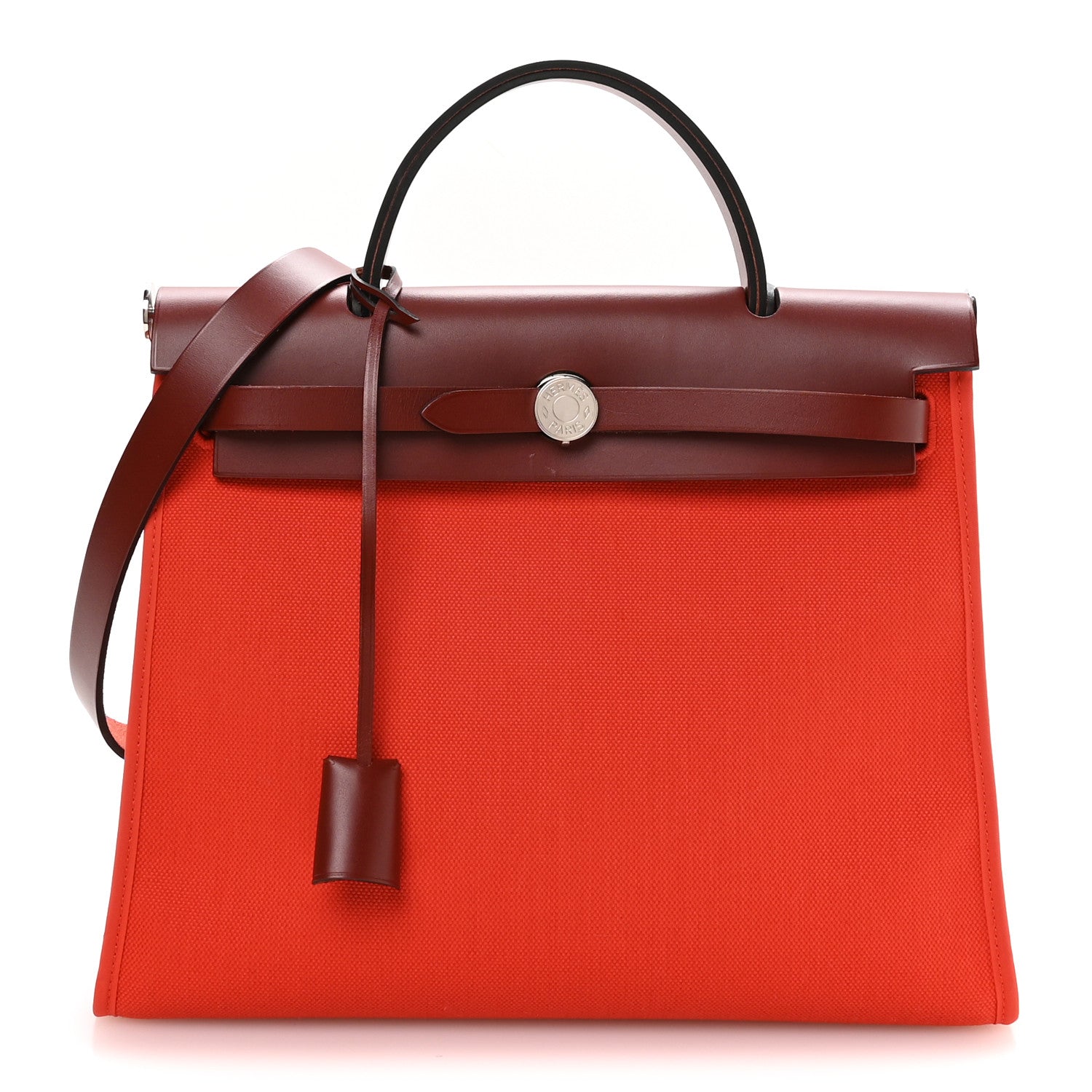 Hermes Vache Hunter Toile Herbag Zip 31 Capucine Rouge H 1 of 11