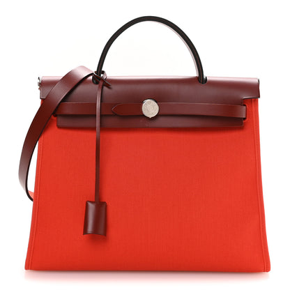Hermes Vache Hunter Toile Herbag Zip 31 Capucine Rouge H 1 of 11