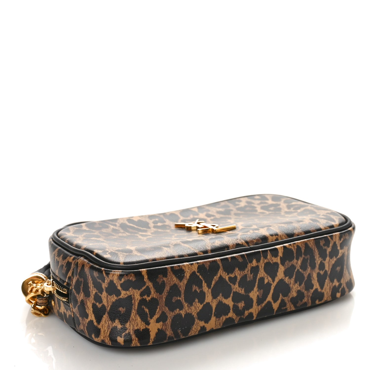 Saint Laurent Calfskin Heart Leopard Print Monogram Mini Lou Camera Bag Toffee 4 of 8