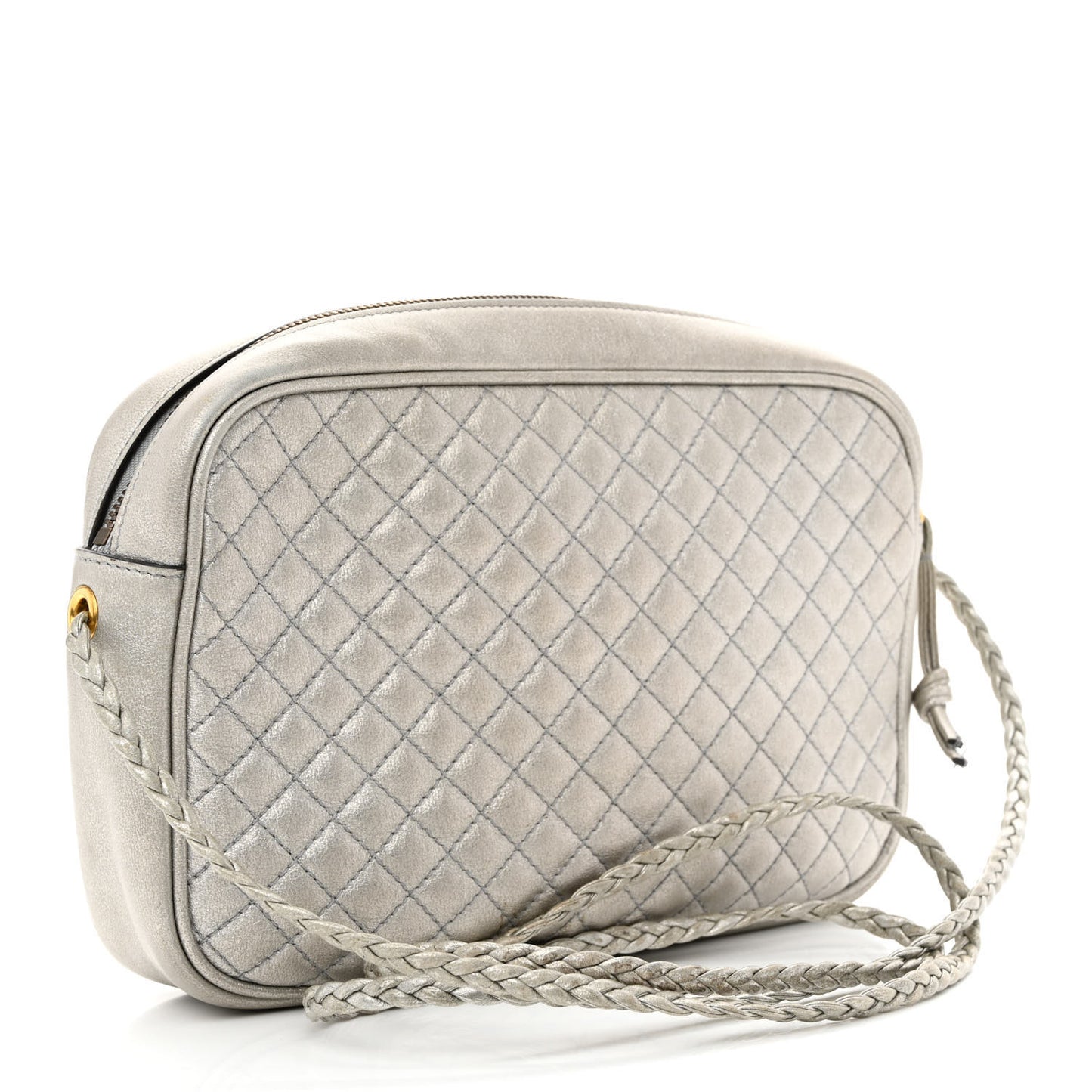 Laminated Nappa Web Trapuntata Small GG Shoulder Bag Argento