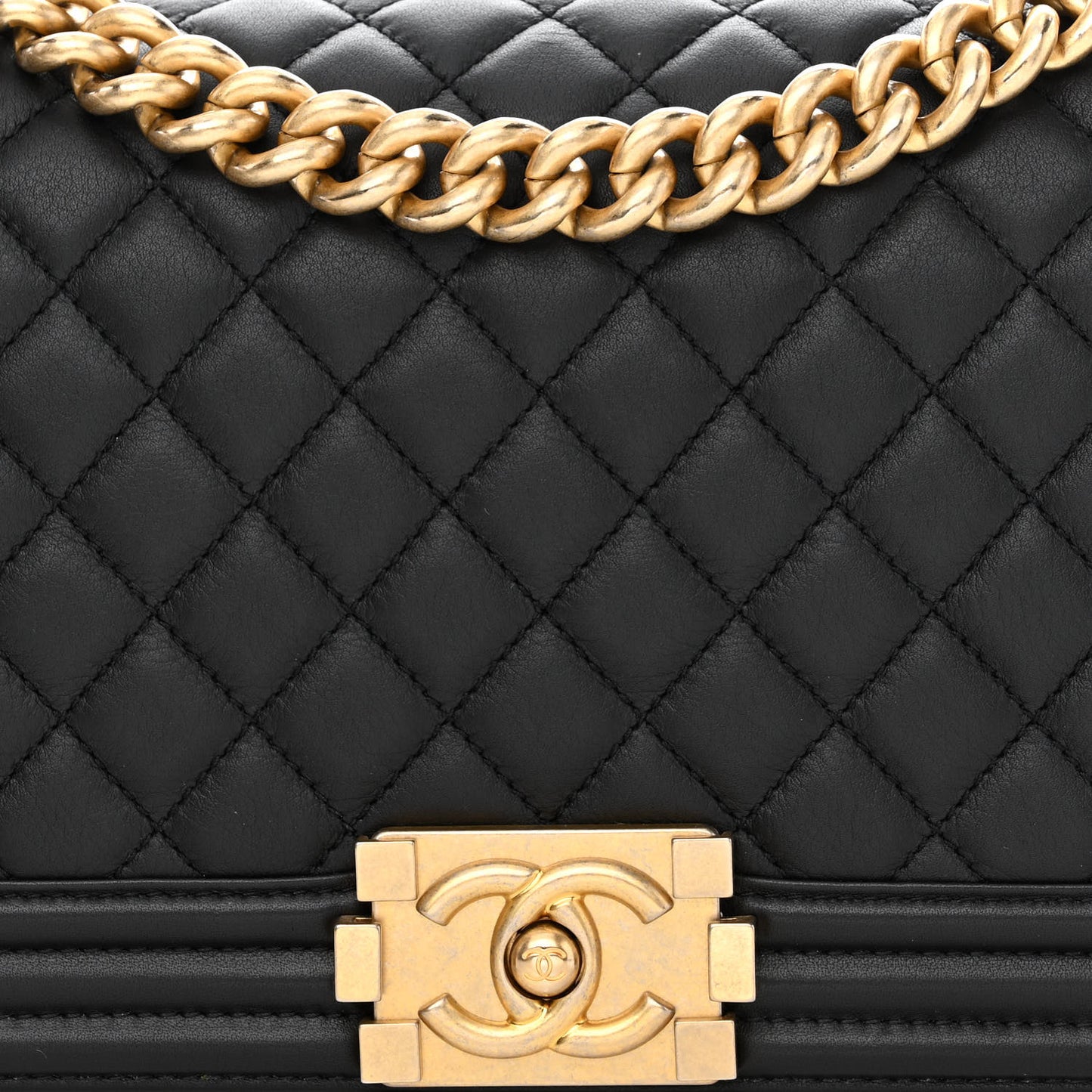 Calfskin Quilted Medium Boy Flap Black