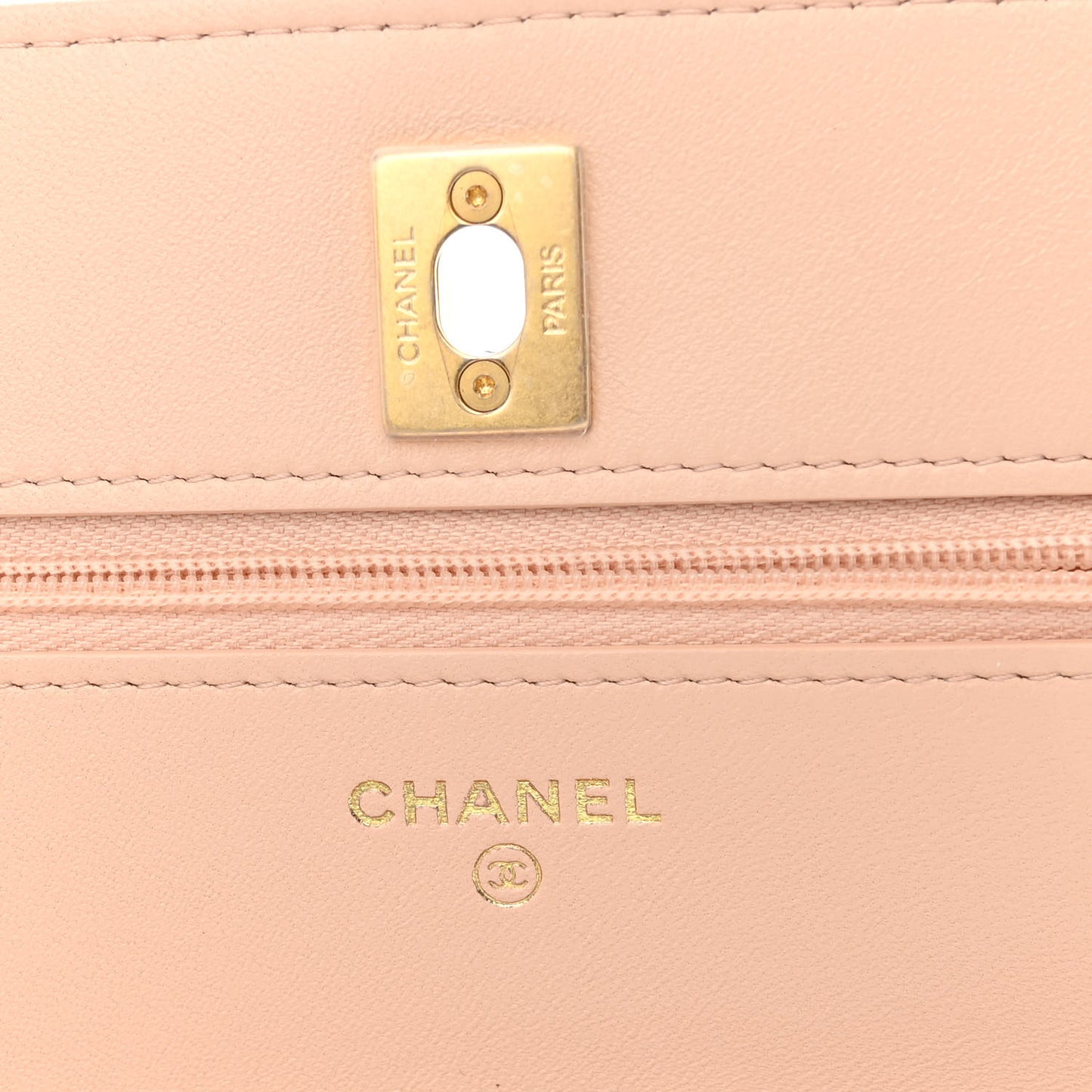 Lambskin Quilted Sweet Camellia Wallet on Chain WOC Light Beige