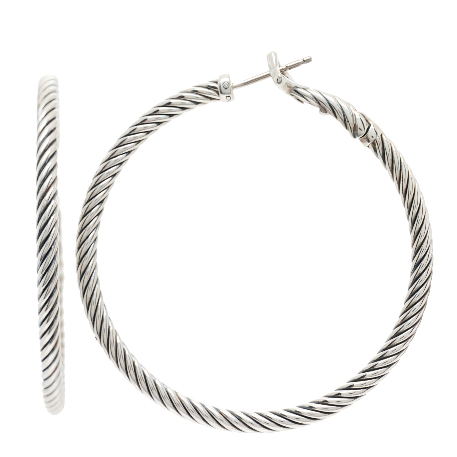 David Yurman Sterling Silver Medium Cable Classics Hoop Earrings 1 of 5