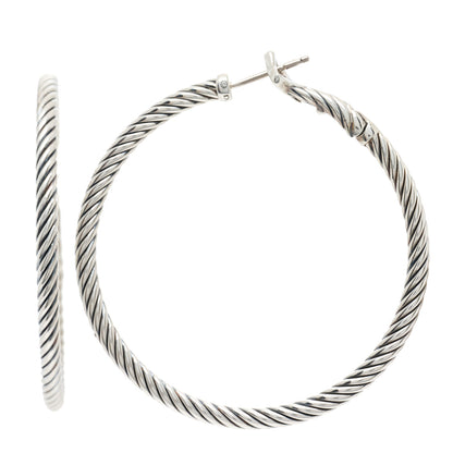 David Yurman Sterling Silver Medium Cable Classics Hoop Earrings 1 of 5