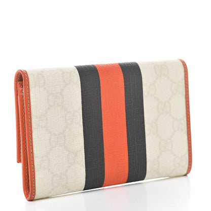 Gucci GG Plus Monogram Web Stripe Joy Card Case Wallet Orange White 3 of 15