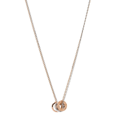 Cartier 18K White Pink Gold Diamond Three Ring LOVE Pendant Necklace 1 of 4