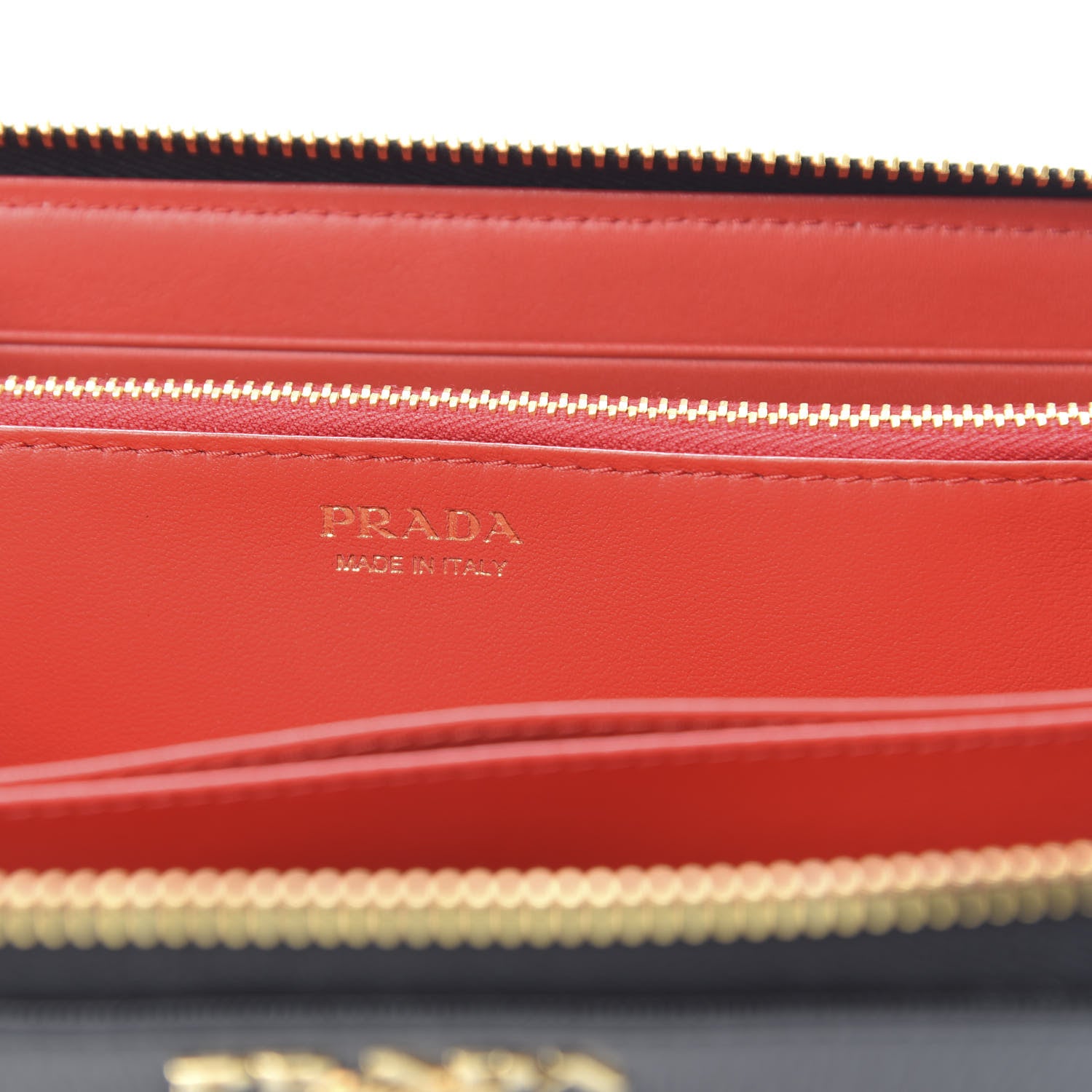 Prada Vitello Move Bi-Color Zip Around Wallet Black Lacca 6 of 8