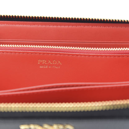 Prada Vitello Move Bi-Color Zip Around Wallet Black Lacca 6 of 8