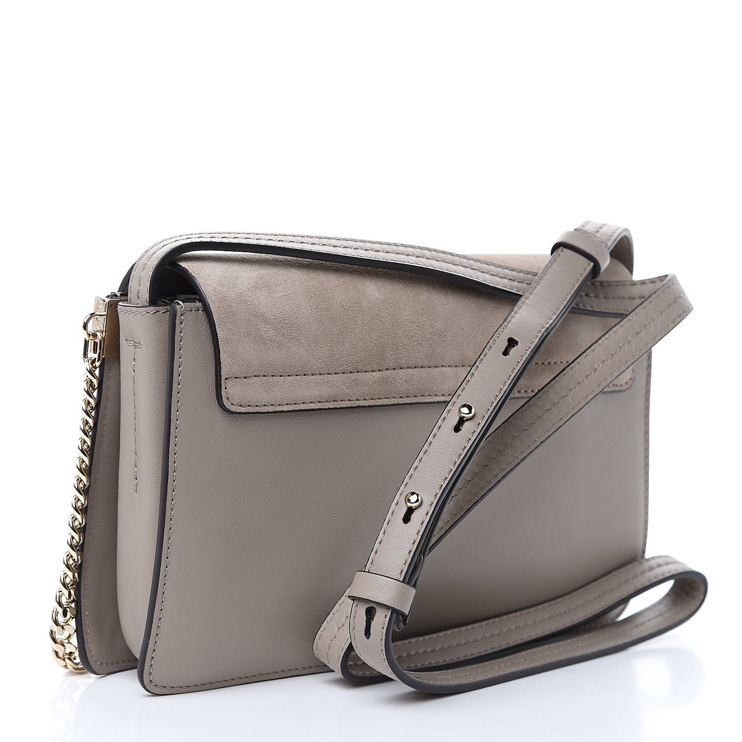 Suede Calfskin Small Faye Shoulder Bag Motty Grey