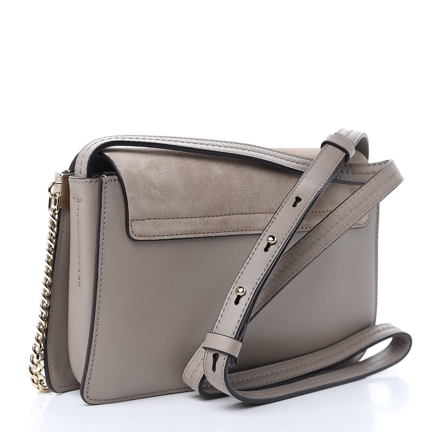 Chloe Suede Calfskin Small Faye Shoulder Bag Motty Grey 3 of 9