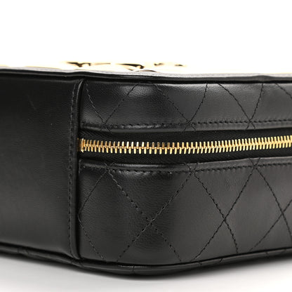 Chanel Lambskin Metal Quilted Golden Plate Vanity Case Black Golden Plate Vanity Case Black Gold 9 of 10