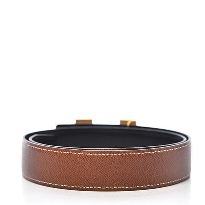 Hermes Box Courchevel 32mm Constance H Belt 72 Black Cognac 2 of 9